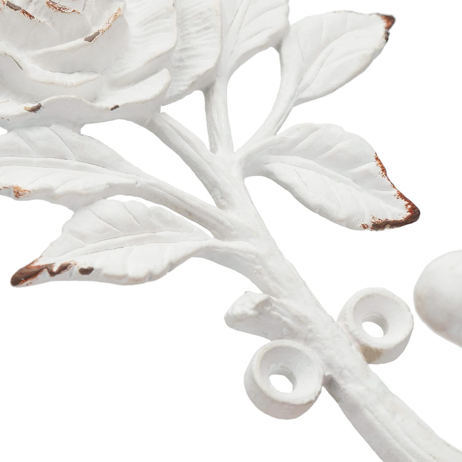 SOFFEE DESIGN 2pcs White Single Hooks 3D Flower Retro Ornate Style for Room Wall Mounted Decoration, Coat Hat Scarf Hanging Entry Heavy Duty Hooks, Home Decor