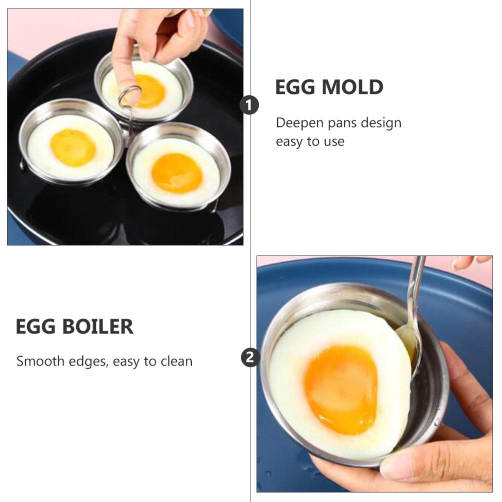 Angoily Poached Egg Holder 2pcs Egg Poacher Tray Stainless Steel Nonstick Egg Poacher Replacement Cup Egg Pan with Oil Brush for Home Kitchen Random Color Metal Egg Poacher Cups