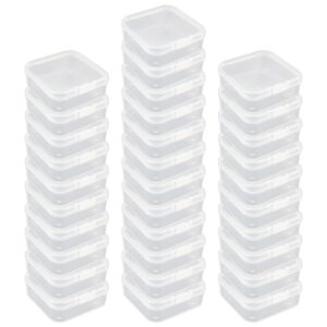 ljy 32 pieces square mini clear plastic storage containers box case with lids for small items and other craft projects (2.5 x 2.5 x 0.8 inch, transparent)