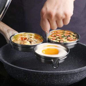 Angoily Poached Egg Holder 2pcs Egg Poacher Tray Stainless Steel Nonstick Egg Poacher Replacement Cup Egg Pan with Oil Brush for Home Kitchen Random Color Metal Egg Poacher Cups