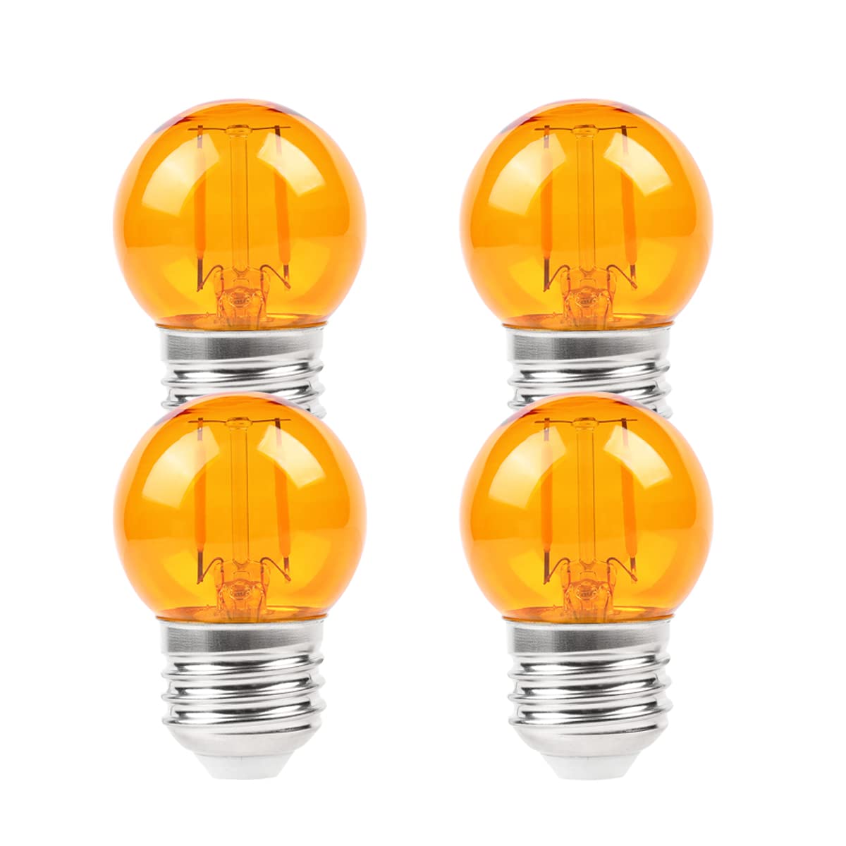 KINUR G40 Small dim Amber LED Edison 2000K 2 watt-15 watt Equivalent, E26 Base Low watt Soft Warm Light Bulbs for Healthy Sleep and Baby Nursery Light 4 Pack