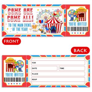 Simimi art Circus Ticket Invitations, Vintage Circus Party, Circus Ticket Birthday Party Invitation, 30 Ticket 30 Envelopes