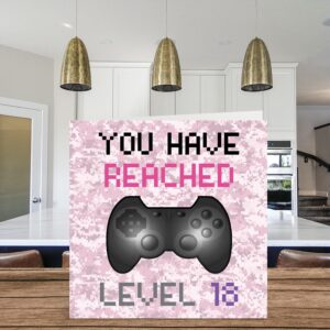 Stuff4 18th Gamer Birthday Card - You Have Reached Level 18 - Women Birthday Cards, Age 18 Eighteen Eighteenth Games Birthday Greeting Cards, Video Game Gaming Daughter Mom Friend Aunt 5.7 x 5.7 Inch