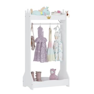 utex kids dress up storage, kids' costume organizer center, open hanging armoire closet, kids armoire with rack for toddler 3 age+, white