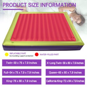 N\A Square Waterbed Mattress - Water and Air Dual Purpose Waterbed Insert Mattress High Capacity Water Bed Full Size (Full，54×75x7.9inch, 95% Small Wave)