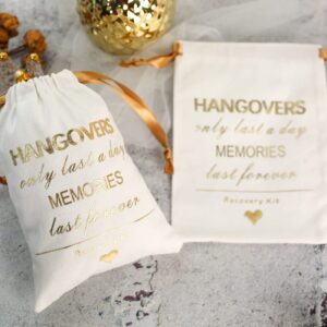 Cytdkve Gold Foiled Hangover Favor Bag Bachelorette Party Favor Bag, Wedding Survival Kit Bags Bridesmaid Gift Bags for Wedding Bridal Shower (10 Pieces, White, 5 x 7 Inch)