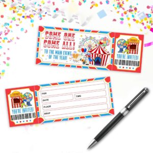 Simimi art Circus Ticket Invitations, Vintage Circus Party, Circus Ticket Birthday Party Invitation, 30 Ticket 30 Envelopes