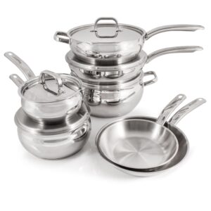 BergHOFF Belly Shape 18/10 Stainless Steel 12Pc Cookware Set, Metal Lids, Fast, Evenly Heat, Induction Cooktop Ready