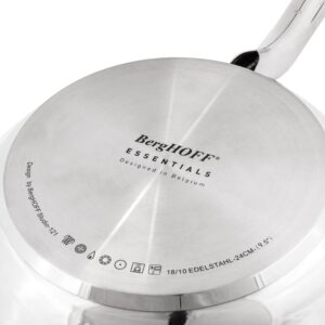 Berghoff Belly Shape 18/10 Stainless Steel 9.5" Fry Pan, Fast, Evenly Heat, Induction Cooktop Ready