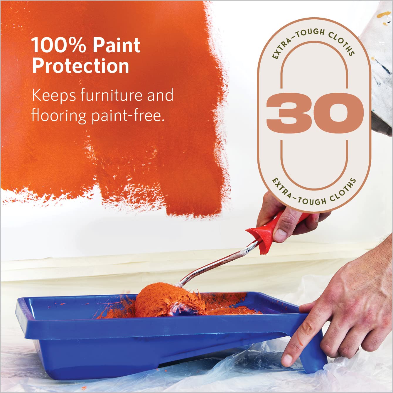 30 Pack- Painter Plastic Drop Cloth for Painting - Sheets for Painting, Cover for Floor, Furniture Dust Cover- Dust-Proof, Water Proof, 9x12 Plastic Tarp Disposable Plastic Sheeting in Bulk