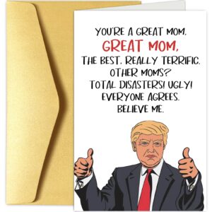 chenive funny trump mothers day card, mother's day card from husband son daughter, donald trump birthday greeting card for mom, great mom