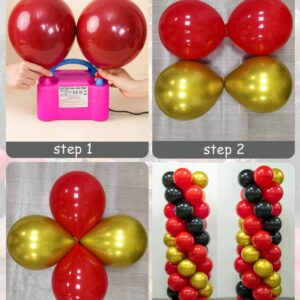 MOXMAY Red Black and Gold Balloons for Column Stand, 100 Pcs 12 Inch Tower Balloons for Wedding Baby Shower Birthday Bachelorette Engagement Anniversary Graduation Party (Balloons Only)