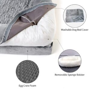 Large Dog Bed Orthopedic Washable: Medium Dog Bed with Waterproof Removable Washable Cover Dog Bed Medium Size Dog with Non-Slip Bottom Memory Foam Pet Couch Sofa Grey Dog Beds Large Sized Dog