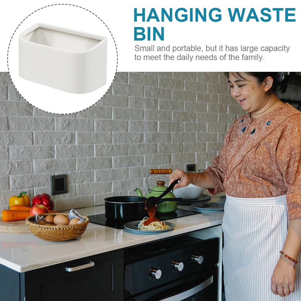 Angoily Hanging Dustbin Kitchen Hanging Trash Can Wall Mount Waste Bins Hanging Cabinet Trash Can Home Wall Office Car Hanging Waste Container (White) Kitchen Trash Basket