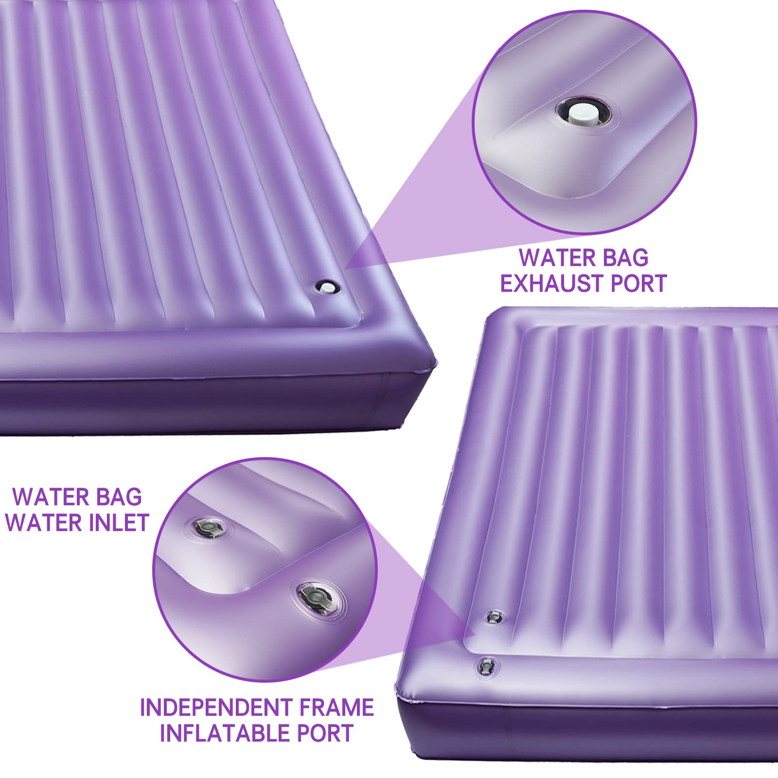 N\A Square Waterbed Mattress - Water and Air Dual Purpose Waterbed Insert Mattress High Capacity Water Bed Full Size (Full，54×75x7.9inch, 95% Small Wave)