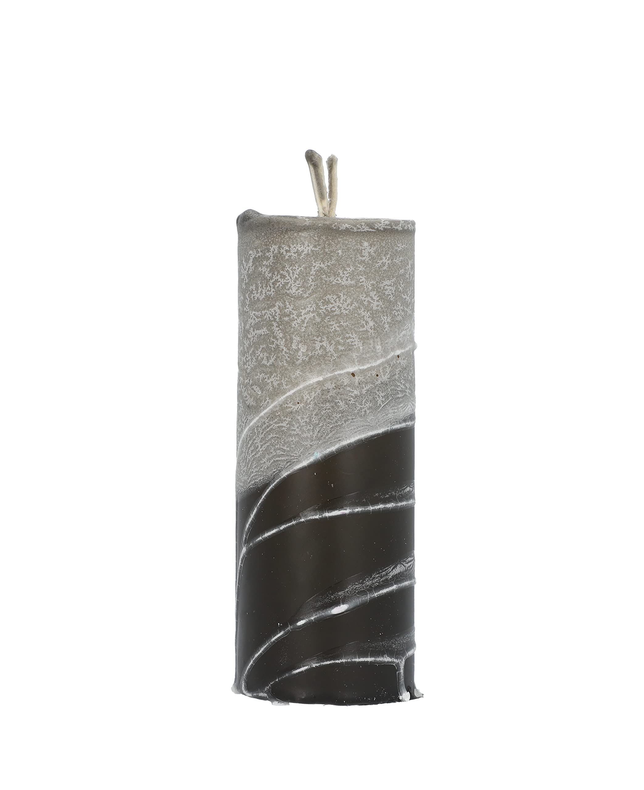 SHALHEVET LIGHT Safed Candles Co. Pillar Havdalah Candle Hand Dipped Made in Israel (Midnight Black Gray)