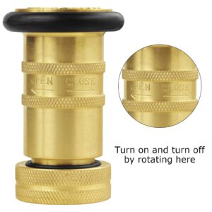 Fire Hose Nozzle 1" NPSH/NPT Fire Fighter Hose Nozzle 100 psi 75 gpm Brass Fire Equipment Spray Jet Fog,Heavy-Duty Industrial Brass Fire Equipment Water Hose Nozzle