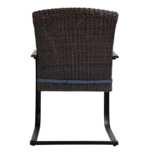 Grand patio 2 Piece Outdoor Wicker Dining Chairs, Spring Patio Furniture Dining Chairs Set of 2 with Cushions for Garden Pool Backyard Lawn, Peacock Blue