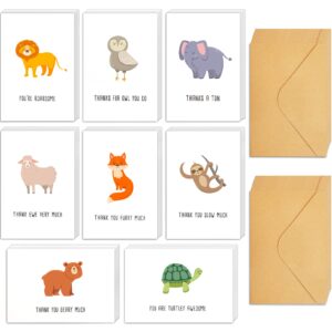 Biturat 48 Thank You Cards Set, Animal Pun Thank You Note Cards Pack, Funny Thank You Cards Bulk, Boxed Assortment Quip Notecards for Gratitude, Recognition, Appreciation, 4 x 6 in