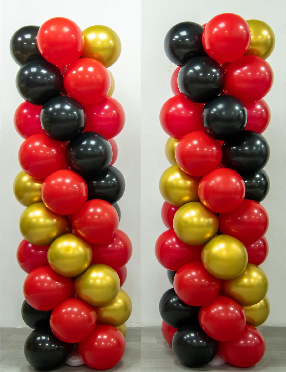 MOXMAY Red Black and Gold Balloons for Column Stand, 100 Pcs 12 Inch Tower Balloons for Wedding Baby Shower Birthday Bachelorette Engagement Anniversary Graduation Party (Balloons Only)