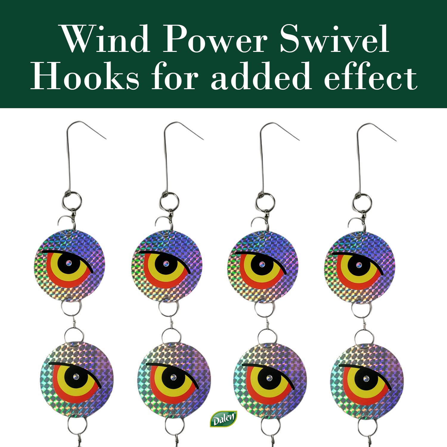 Dalen Guard'n Eyes Full Spectrum Reflective Hanging Disks - Reflects Ultraviolet Light for Scaring Birds - 4 Pack