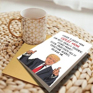 Chenive Funny Trump Mothers Day Card, Mother's Day Card from Husband Son Daughter, Donald Trump Birthday Greeting Card for Mom, Great Mom