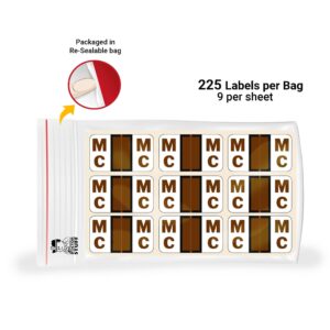 Doctor Stuff - File Folder Labels, Alphabet Letter Mc, Jeter/TAB 5100 - JXAM Series Compatible Alpha Stickers, Brown, 15/16" x 1-5/8", 225 Labels per Package