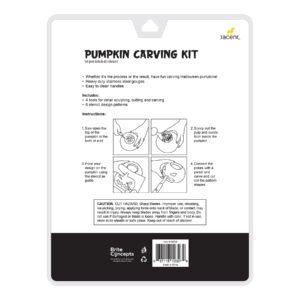 Pumpkin Carving Kit, 10-Piece Jack-O-Lantern Decorating Craft Set, 4 Tools + 6 Halloween Stencil Designs