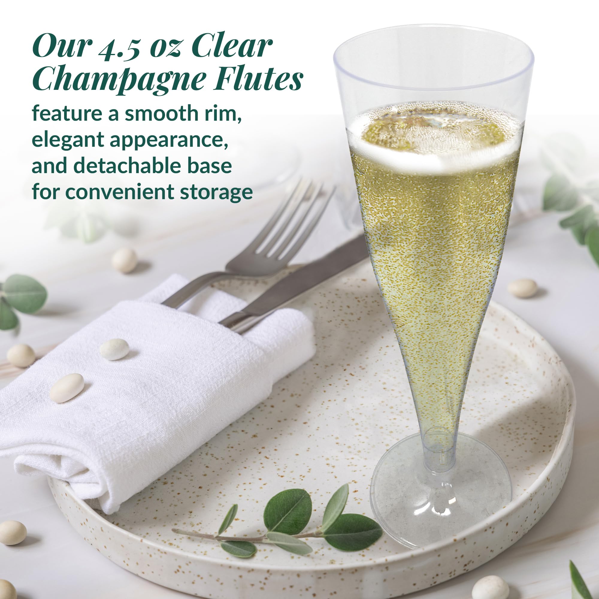 Reli. (100 Bulk Pack Plastic Champagne Flutes 4.5 Oz, Clear | Plastic Champagne Glasses/Flutes | Disposable, BPA-Free,Shatterproof Cups| Perfect for Mimosa/Cocktail, Wedding/Party Toasting, Champagne