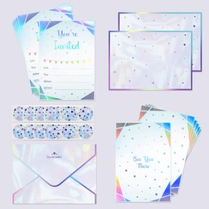 cheerland 12 set iridescent invitation card holographic invites birthday party wedding bridal shower graduation sweet 16 bridal shower bachelorette party supplies