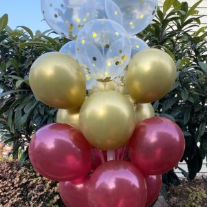 Graduation Decorations Maroon Gold 2024/Burgundy Gold Gaduation Party Decorations/Burgundy Gold Balloons FSU ASU/Burgundy Birthday Decorations Fall/2 Sets Table Centerpiece Balloon Stand Kits