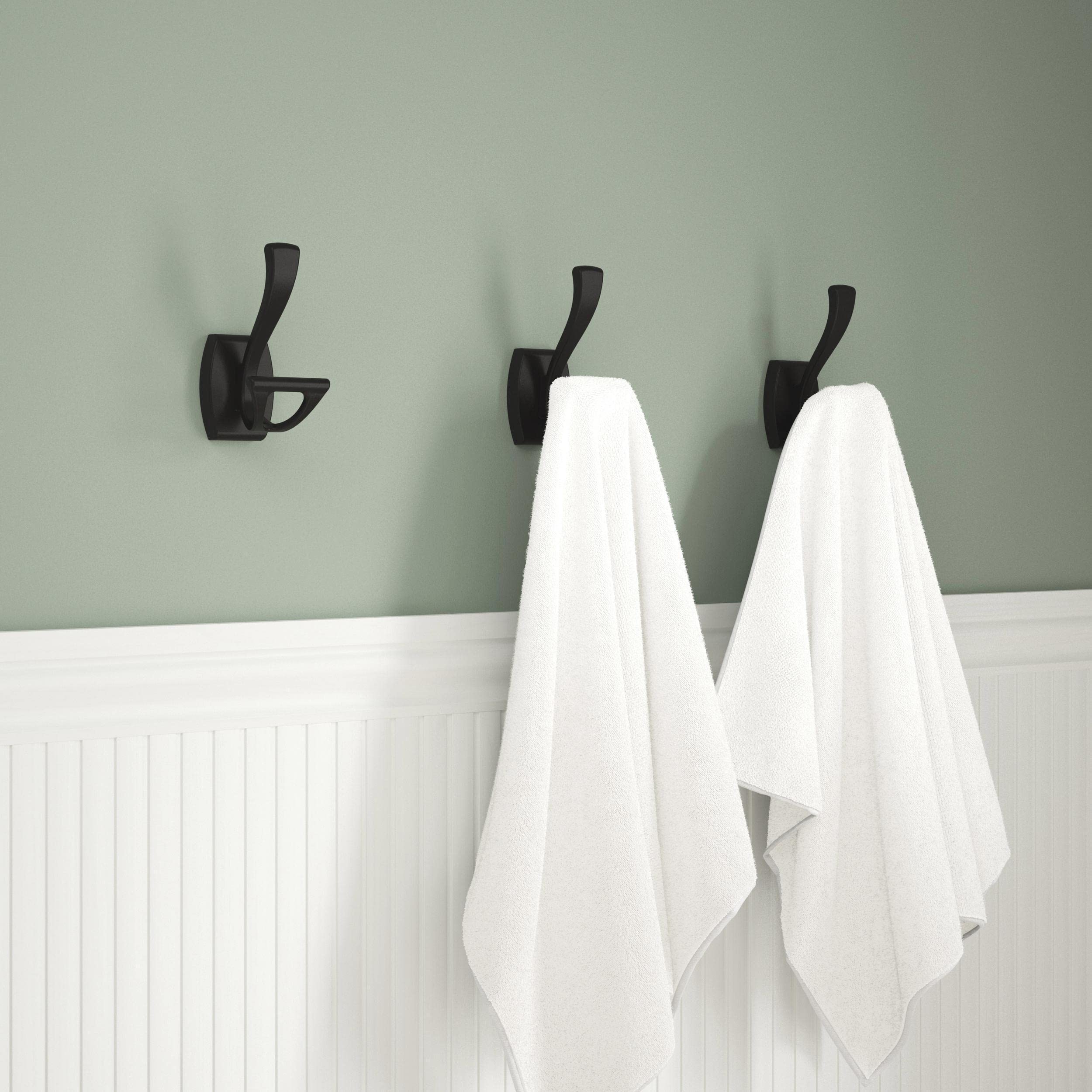 Delta Dansant (1-Pack) Towel Hooks Matte Black Double Bathroom J Hooks Wall Mounted for Robes & Towels Hand Towel Hook Holder Kitchen, Bathroom Accessories DAN35-MB