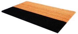 fab habitat modern non slip doormat - durable, thin - natural coir & rubber - entryway, front door, porch, patio - black belt black/natural (18" x 30" non-slip)