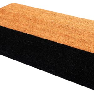 Fab Habitat Modern Non Slip Doormat - Durable, Thin - Natural Coir & Rubber - Entryway, Front Door, Porch, Patio - Black Belt Black/Natural (18" x 30" Non-Slip)