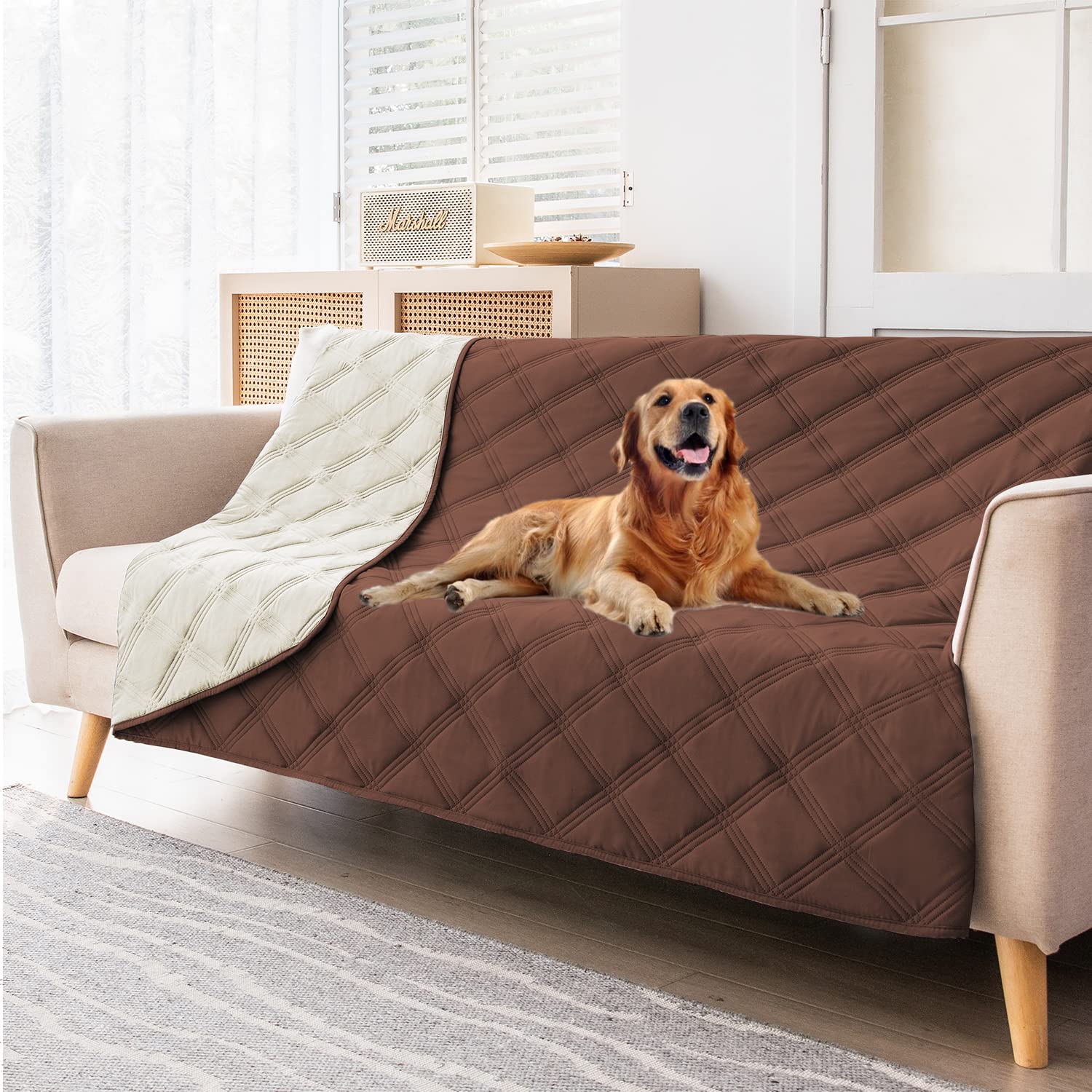 SUNNYTEX Waterproof & Reversible Dog Bed Cover Pet Blanket Sofa, Couch Cover Mattress Protector Furniture Protector for Dog, Pet, Cat, 82x102 Inch (Pack of 1)