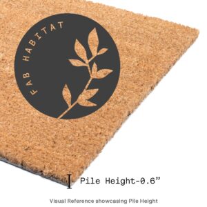 Fab Habitat Modern Non Slip Doormat - Durable, Thin - Natural Coir & Rubber - Entryway, Front Door, Porch, Patio - Black Belt Black/Natural (18" x 30" Non-Slip)