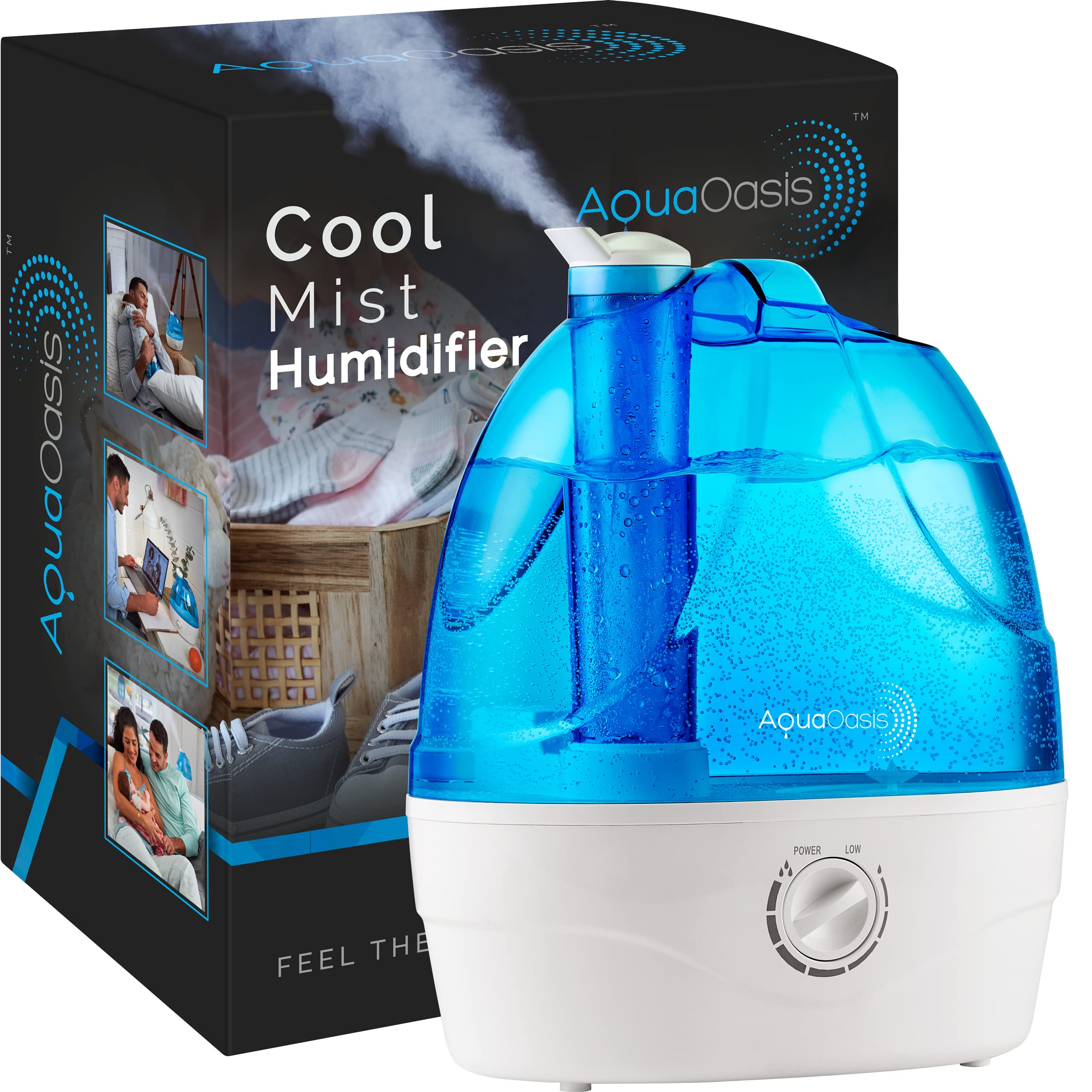 AquaOasis® Cool Mist Humidifier (6L Water Tank) Quiet Ultrasonic Humidifiers for Bedroom & Large room - Adjustable -360 Rotation Nozzle, Auto-Shut Off, Humidifiers for Babies Nursery & Whole House