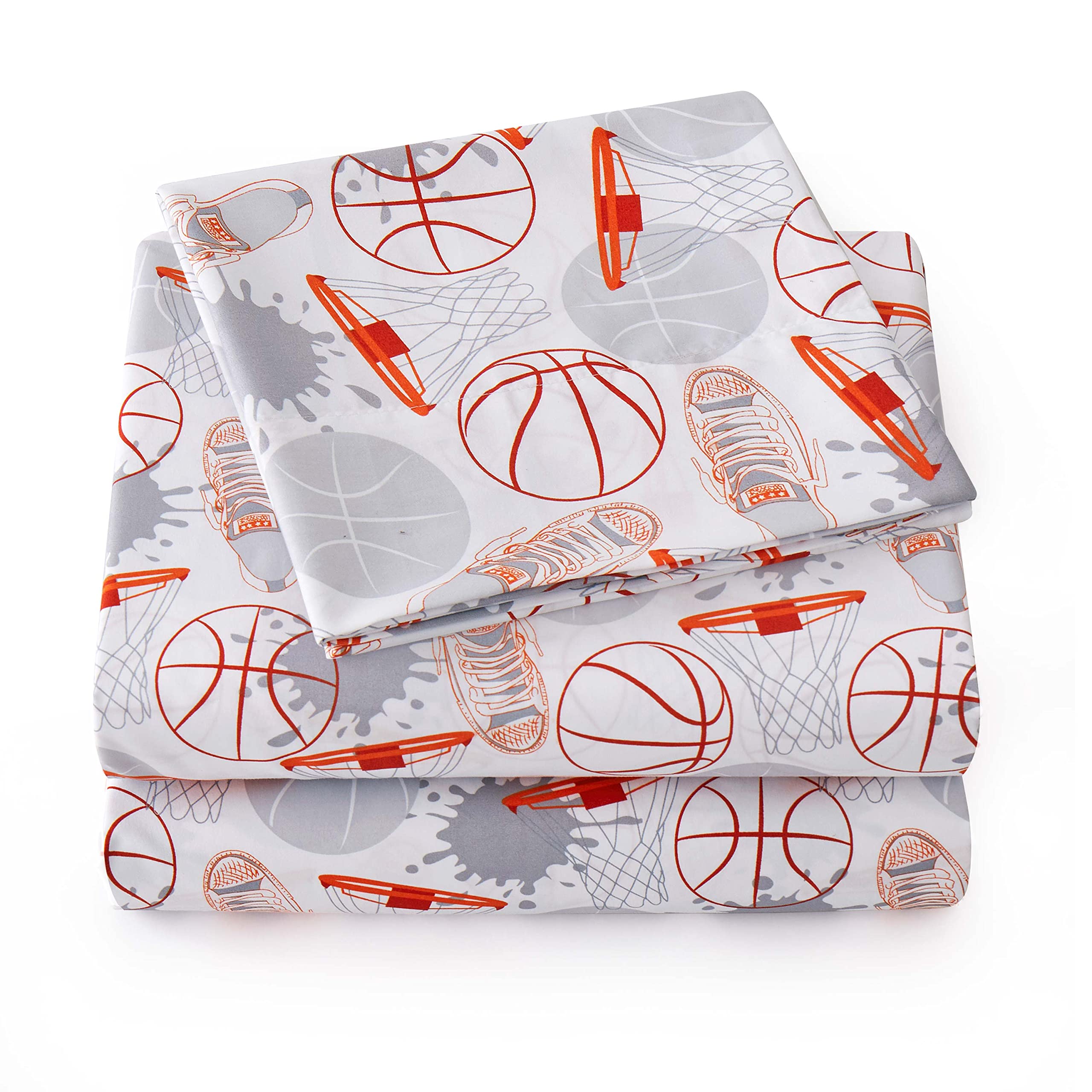 1500 Supreme Kids Bed Sheet Collection - Fun Colorful and Comfortable Boys and Girls Toddler Sheet Sets - Deep Pocket Wrinkle Free Soft and Cozy Bedding - Full , Basketball