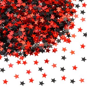 penta angel 2 pack star sequin confetti holographic metallic foil graduation table confetti for 2022 2023 congrats grads birthday weeding party decoration (red&black)