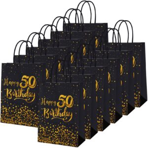 mimind 24 pieces black gold 50th birthday gift bags kraft paper bags party favor bags goodie candy bags for birthday wedding party supplies