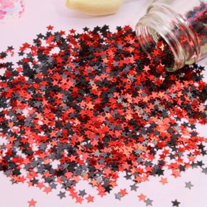 Penta Angel 2 Pack Star Sequin Confetti Holographic Metallic Foil Graduation Table Confetti for 2022 2023 Congrats Grads Birthday Weeding Party Decoration (Red&Black)