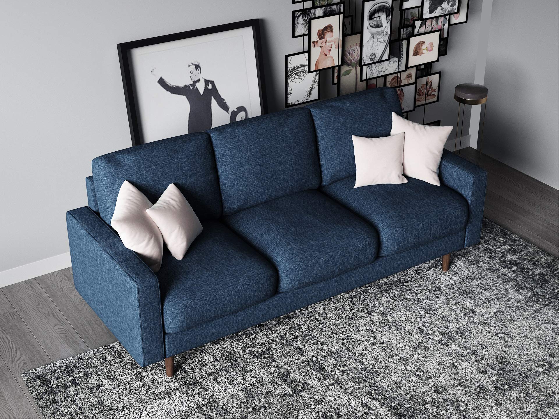 US Pride Furniture Modern Simple Style Soft 3 Seater Sofa with Removable Cushion and Wood Support