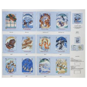 elizabeth's studio twelve days of christmas cloth book 36in panel blue fabric