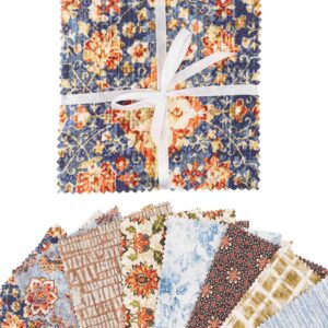 Soimoi Floral Floral with Texture Print Precut 5-inch Cotton Fabric Quilting Squares Charm Pack DIY Patchwork Sewing Craft- Multicolor