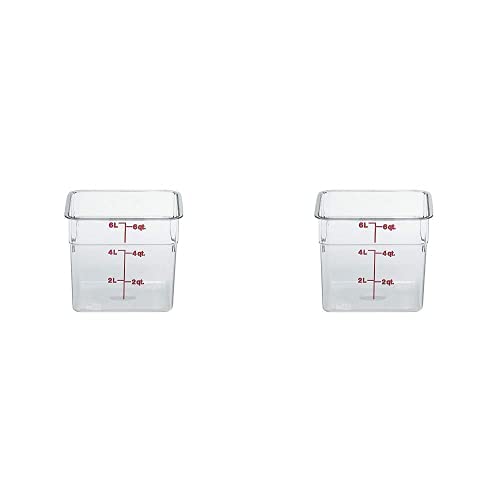 Cambro 6SFSCW135 Camsquare Food Container, 6-Quart, Polycarbonate, Clear, NSF (Pack of 2)