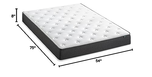 ZINUS 8 Inch Comfort Essential Pocket Spring Hybrid Mattress, Full, Pressure Relieving Support, CertiPUR-US Certified, Mattress in A Box