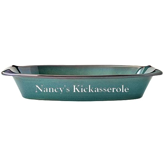 Let's Make Memories Personalized Rectangular Casserole Baking Dish - Kickasserole Dish - Customize Any Text Stoneware Baking Dish - For Her - Teal