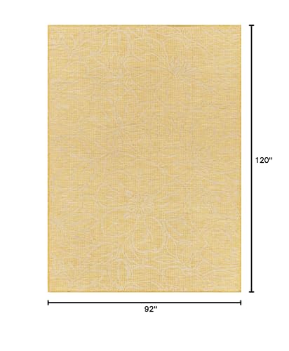 Mark&Day Outdoor Rugs, 8x10 Broekoord Traditional Indoor/Outdoor Bright Yellow Area Rug, Non Shedding Yellow Grey Carpet for Patio, Porch, Deck, Bedroom, Living Room or Kitchen (7'8" x 10')