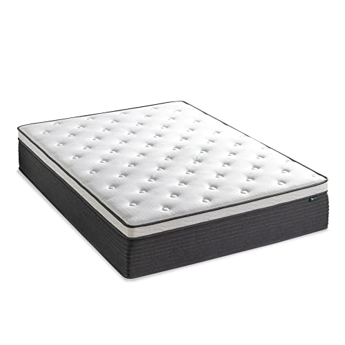 ZINUS 12 Inch Comfort Essential Pocket Spring Hybrid Mattress, King, Pressure Relieving Support, CertiPUR-US Certified, Mattress in A Box