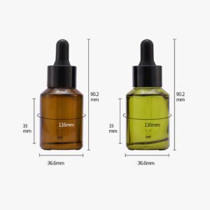 2 Pcs 30ML Colored Glass Eye Dropper Bottles Dropping Bottles Empty Tincture Bottles Essential Oil Bottles Refillable Sample Vials Green